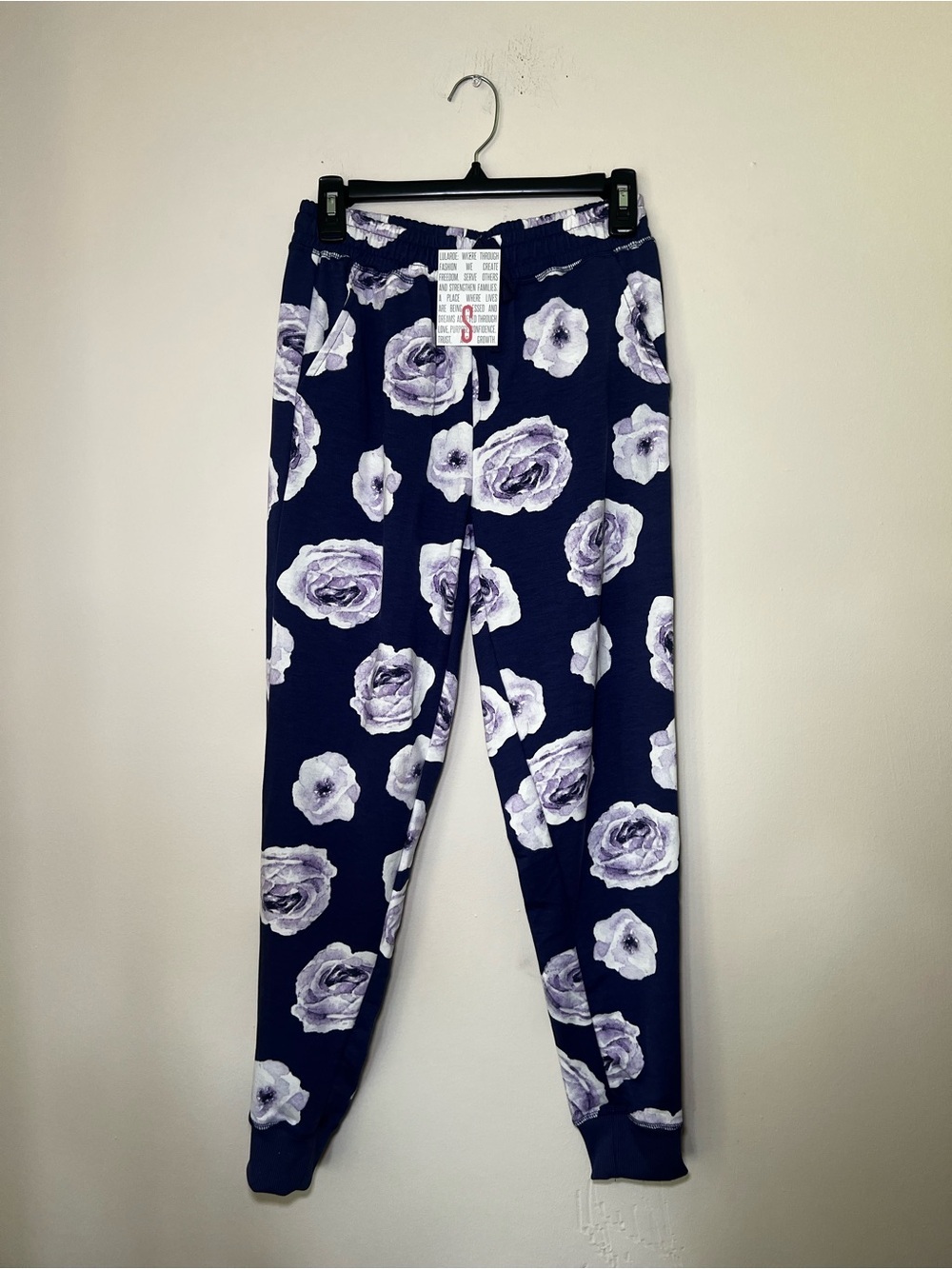 LuLaRoe Jax Navy Floral Print Jogger Pants
